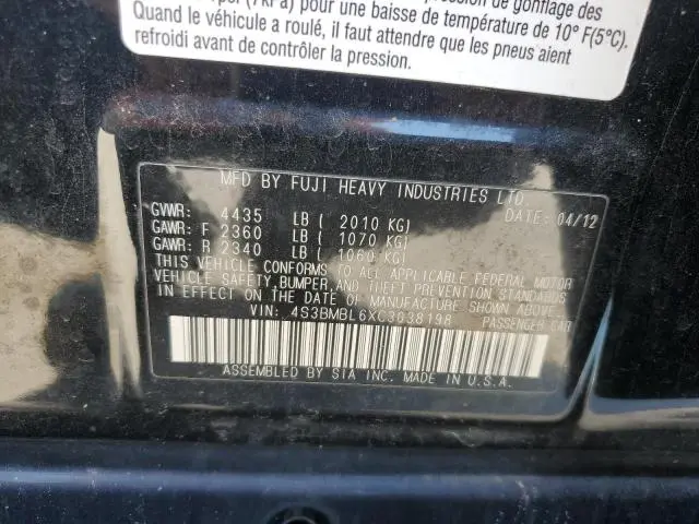 2012 SUBARU LEGACY 2.5I LIMITED  