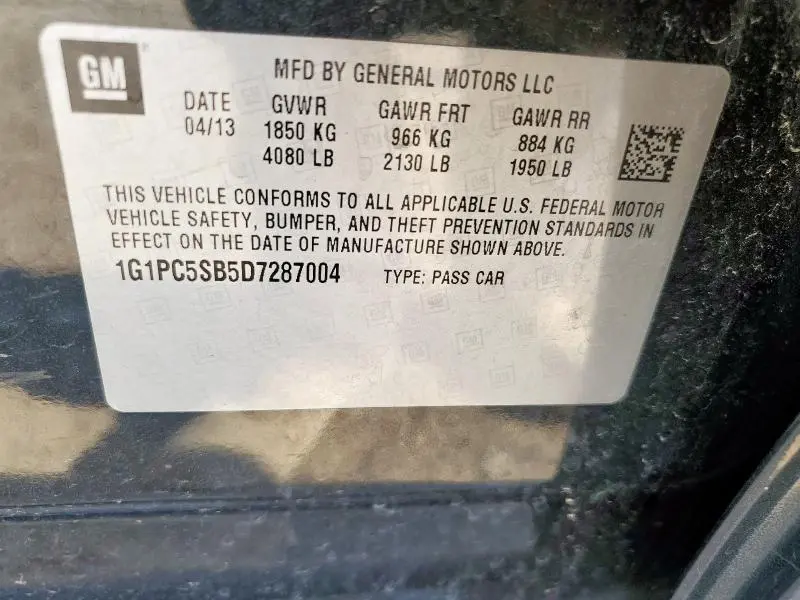 2013 CHEVROLET CRUZE LT  