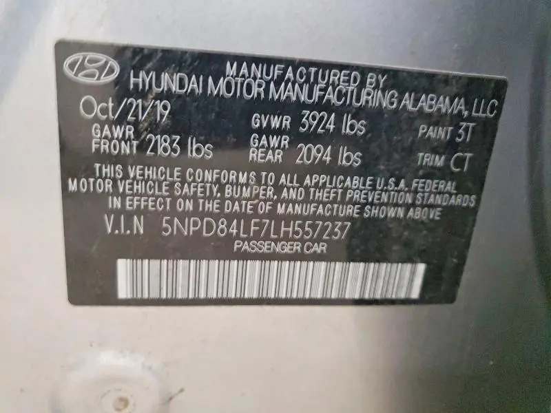 2020 HYUNDAI ELANTRA SEL  