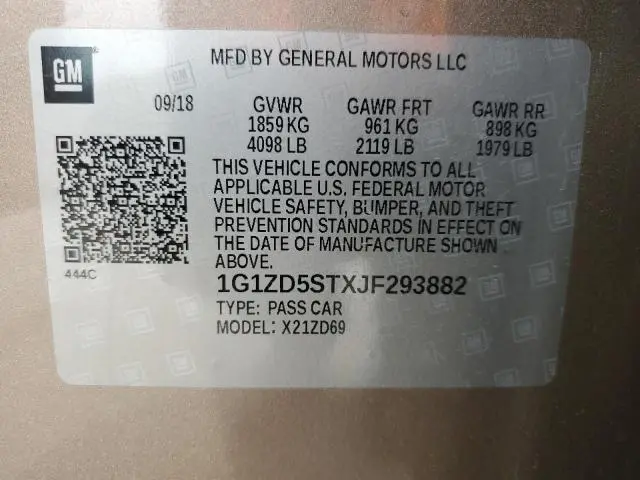 2018 CHEVROLET MALIBU LT  
