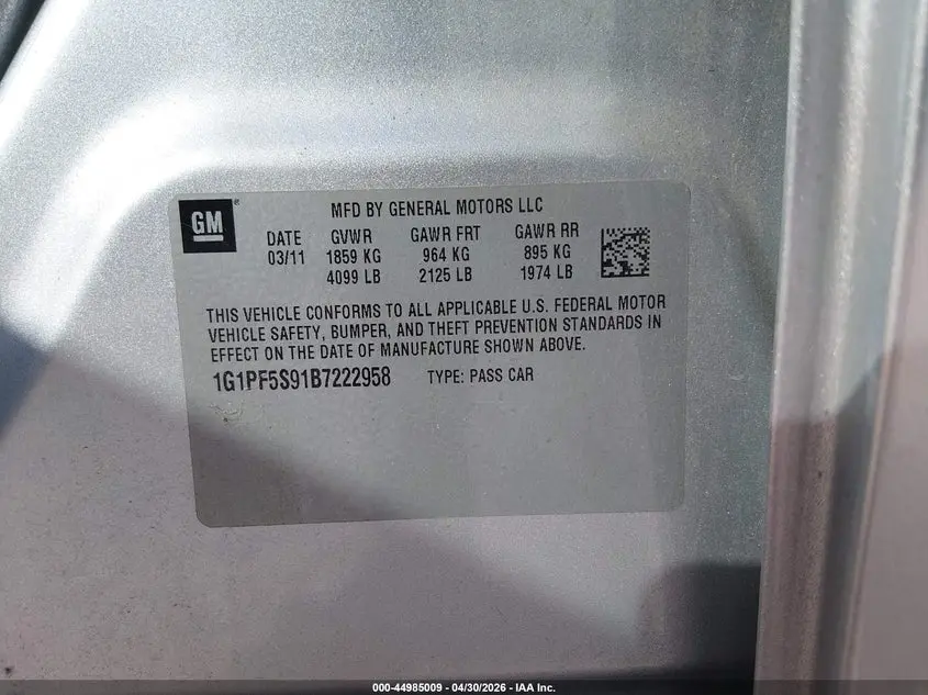 2011 CHEVROLET CRUZE 1LT