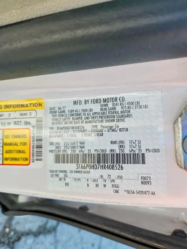 2017 FORD FUSION SE  