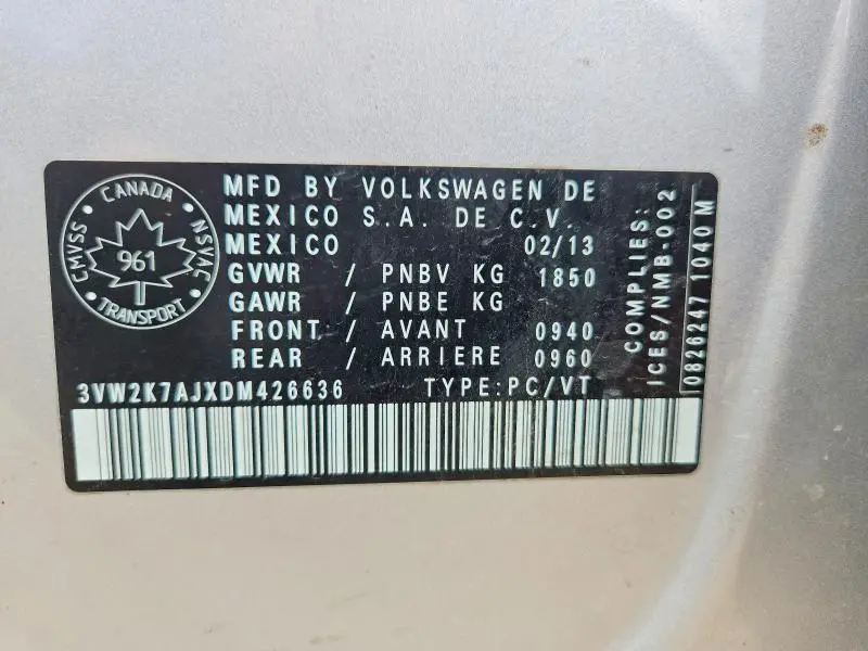 2013 VOLKSWAGEN JETTA BASE  