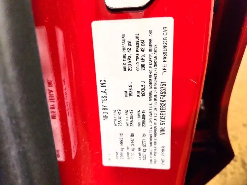 2019 TESLA MODEL 3   