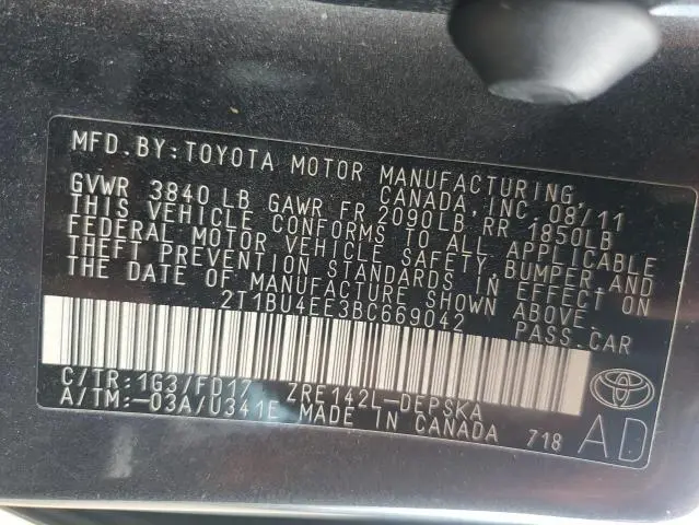 2011 TOYOTA COROLLA BASE  