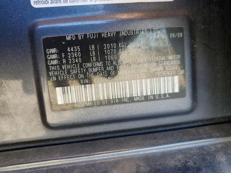 2010 SUBARU LEGACY 2.5I PREMIUM  