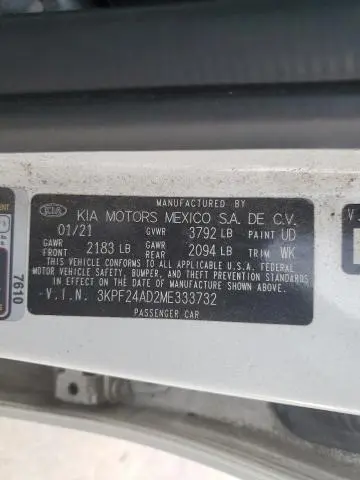 2021 KIA FORTE FE  