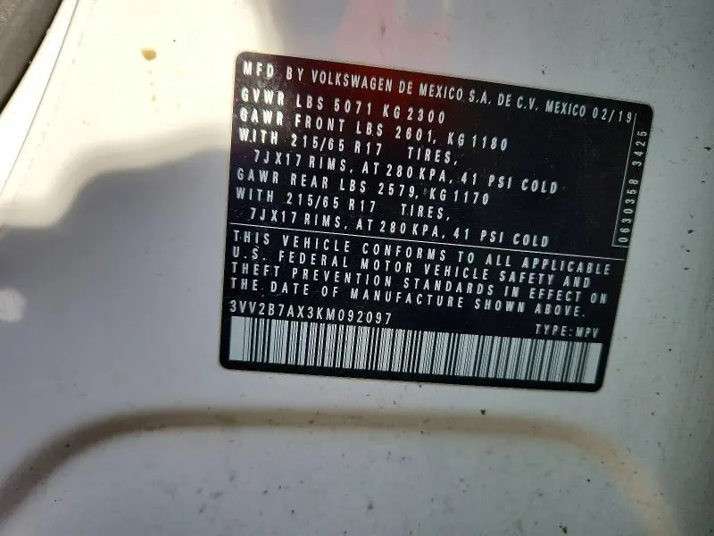 2019 VOLKSWAGEN TIGUAN SE  