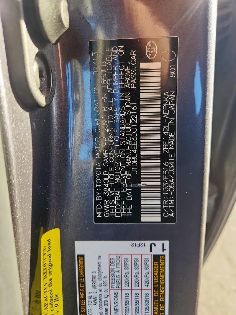 2013 TOYOTA COROLLA BASE  