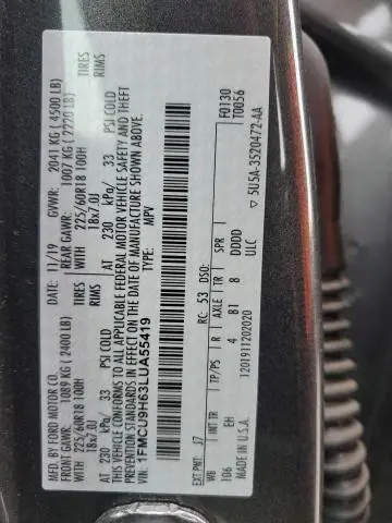 2020 FORD ESCAPE SEL  