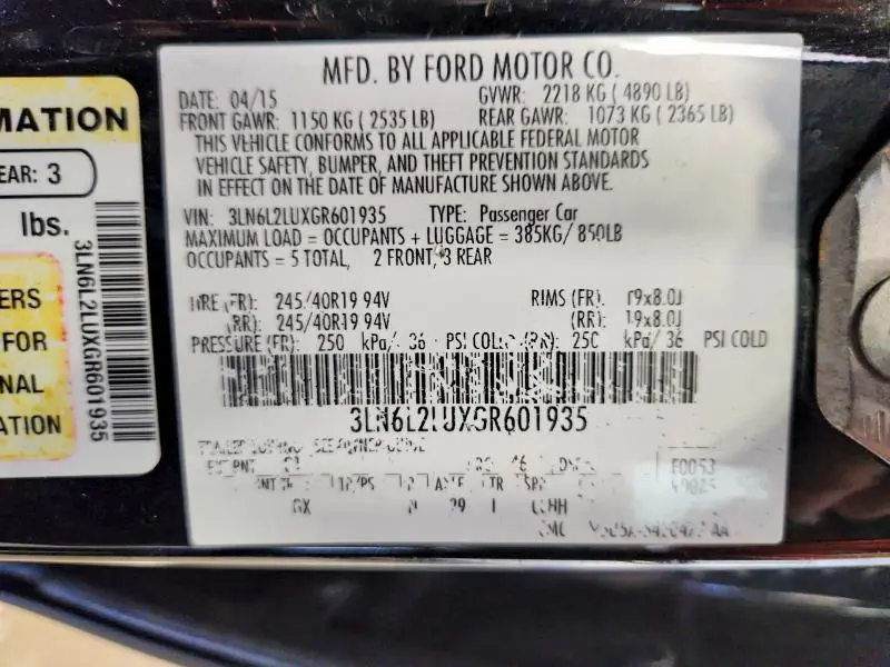 2016 LINCOLN MKZ HYBRID  