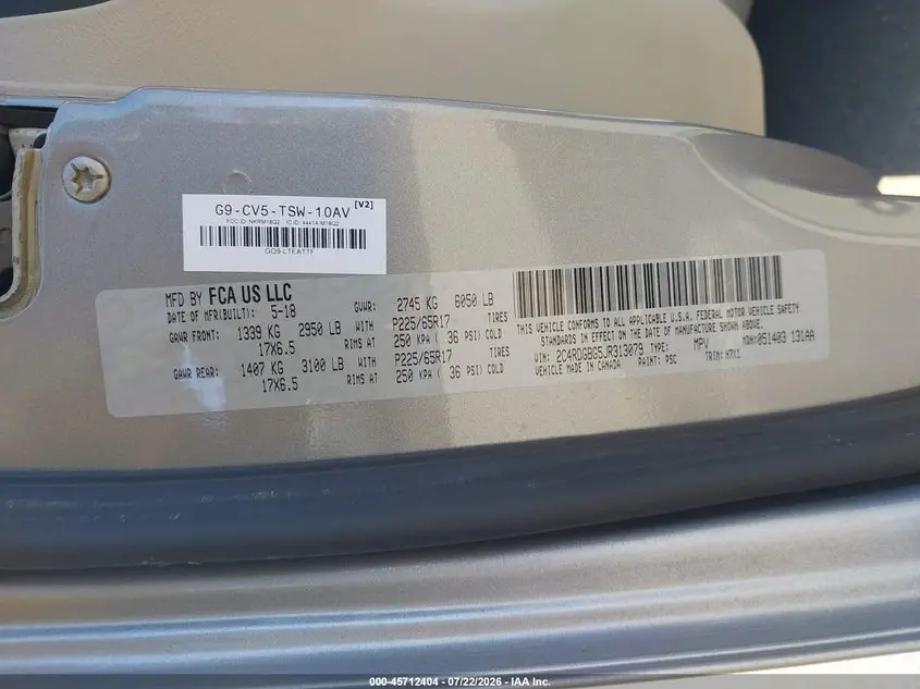 2018 DODGE GRAND CARAVAN SE