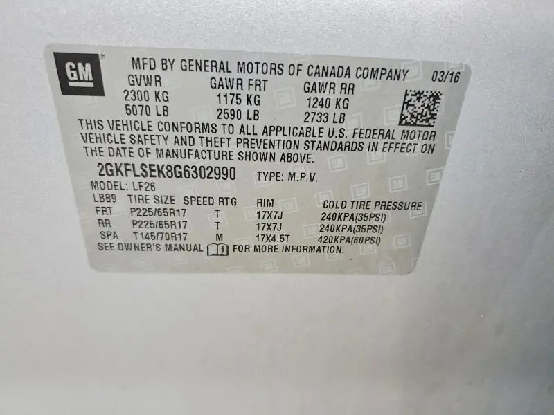 2016 GMC TERRAIN SLE  