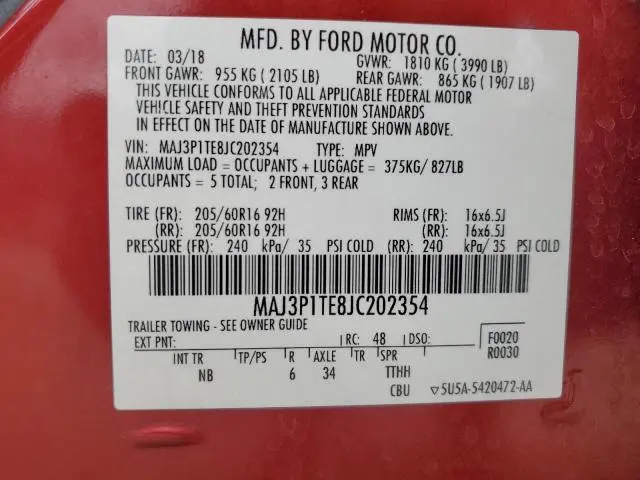 2018 FORD ECOSPORT SE  