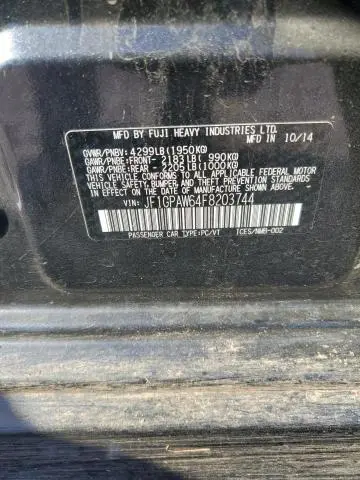 2015 SUBARU IMPREZA SPORT LIMITED  