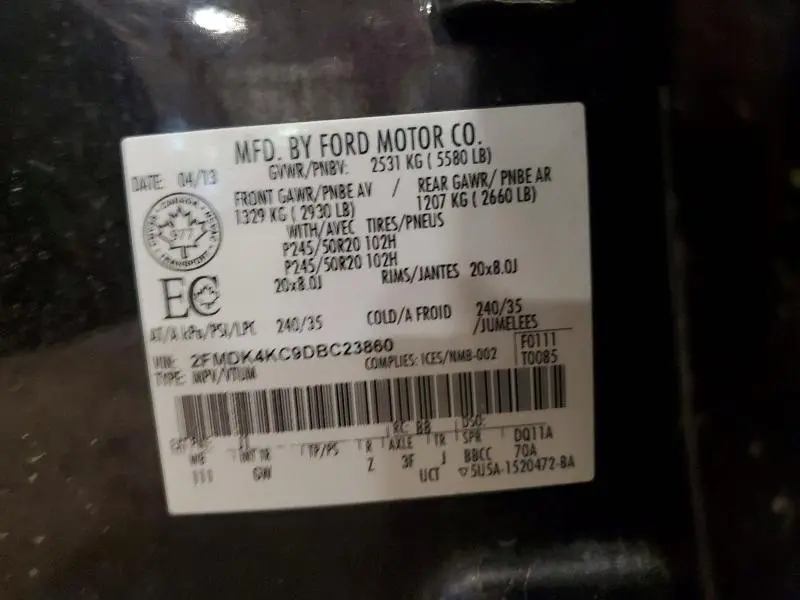 2013 FORD EDGE LIMITED  