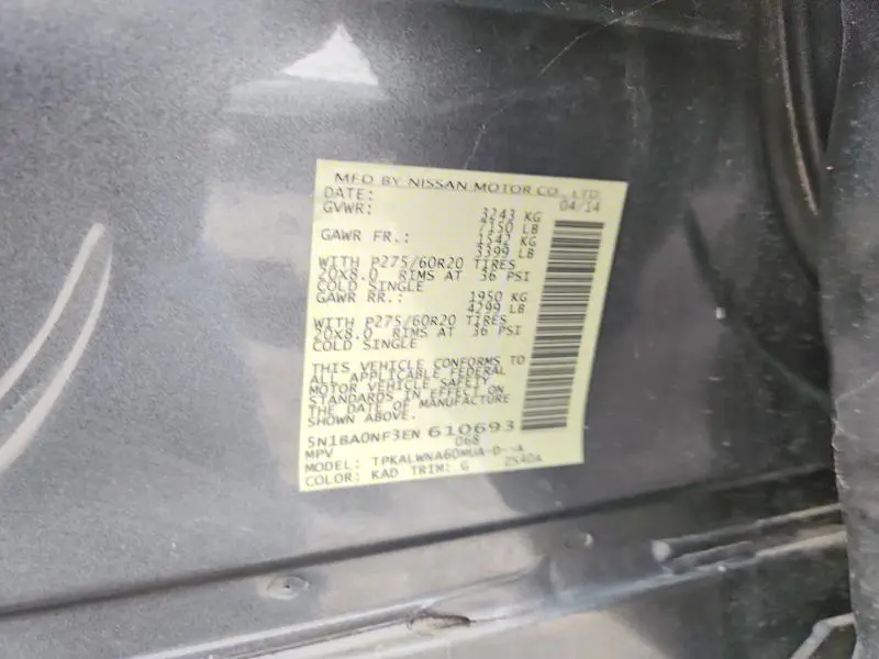2014 NISSAN ARMADA PLATINUM  