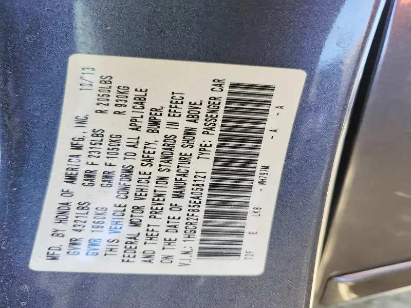 2014 HONDA ACCORD EXL  