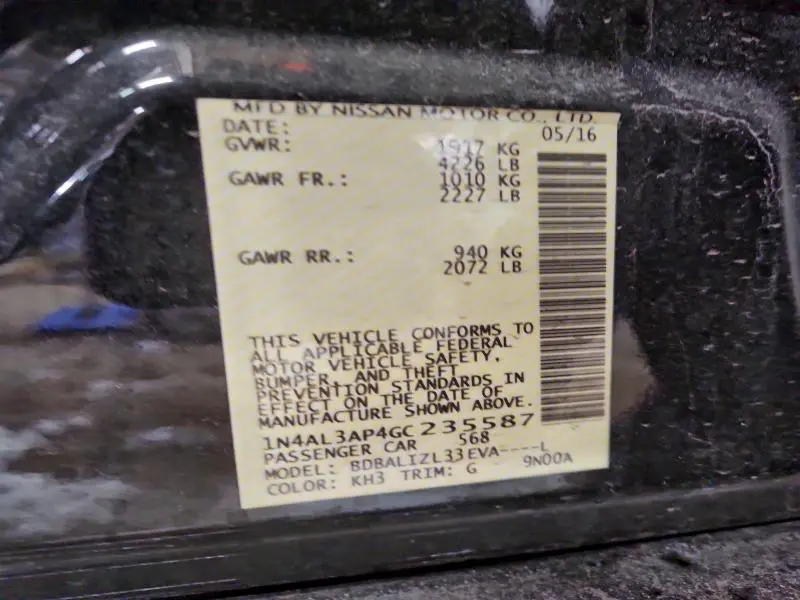 2016 NISSAN ALTIMA 2.5  