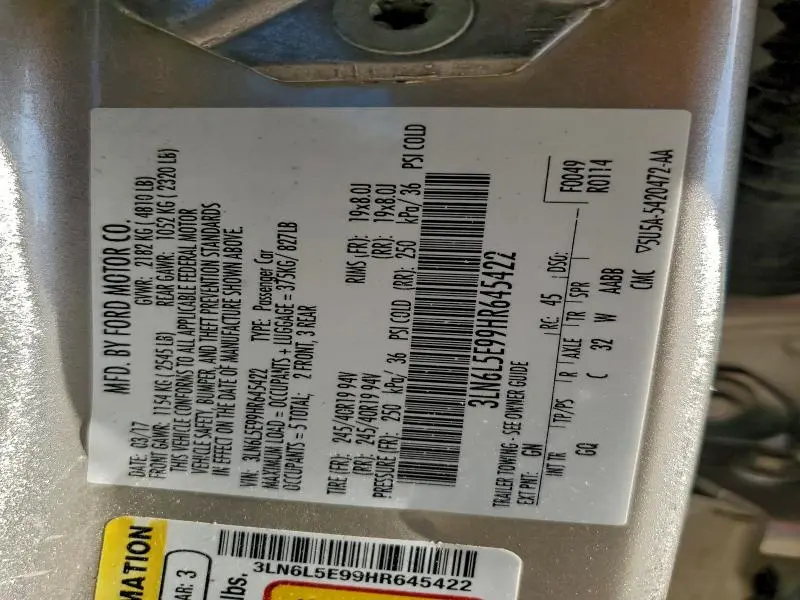 2017 LINCOLN MKZ RESERVE  