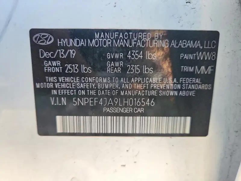 2020 HYUNDAI SONATA SEL  