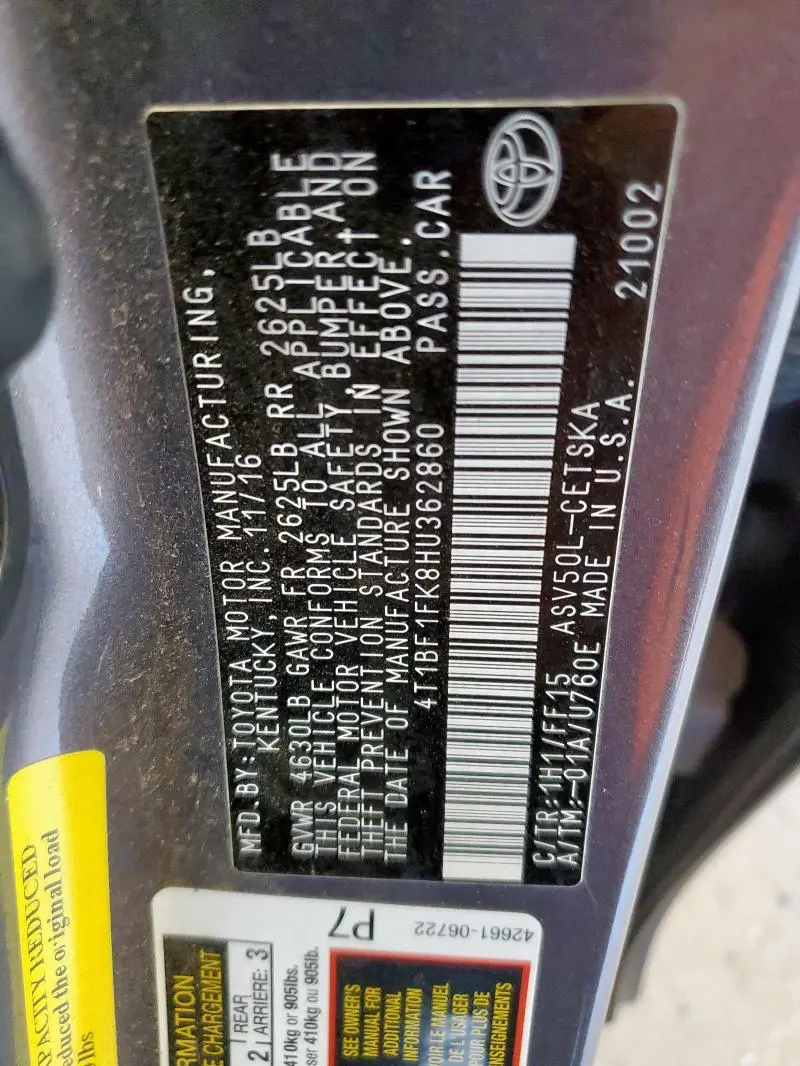 2017 TOYOTA CAMRY LE