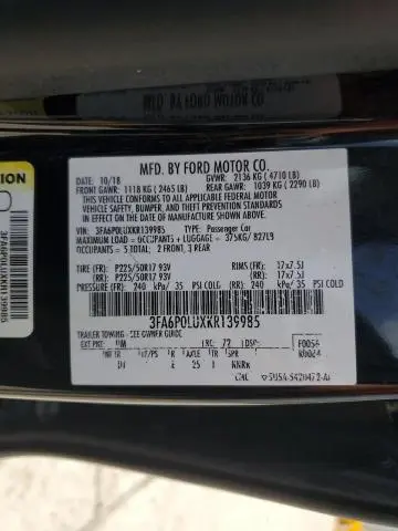 2019 FORD FUSION SE  