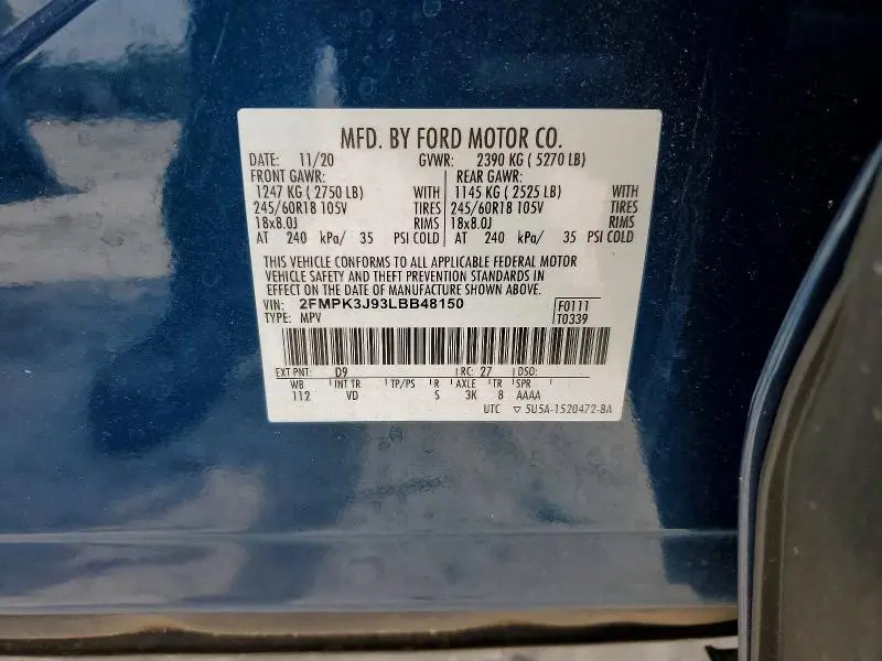 2020 FORD EDGE SEL  