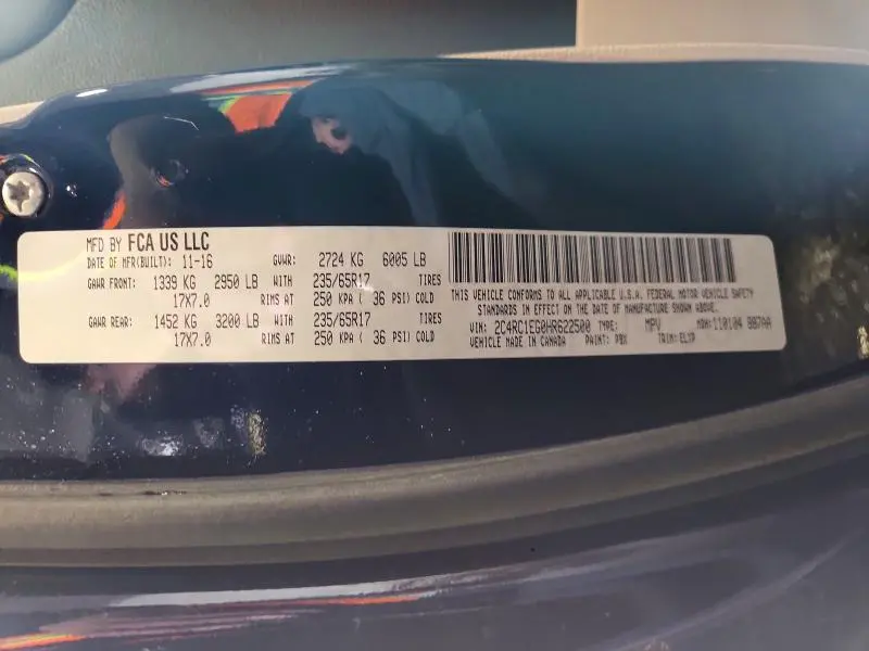 2017 CHRYSLER PACIFICA TOURING L PLUS  