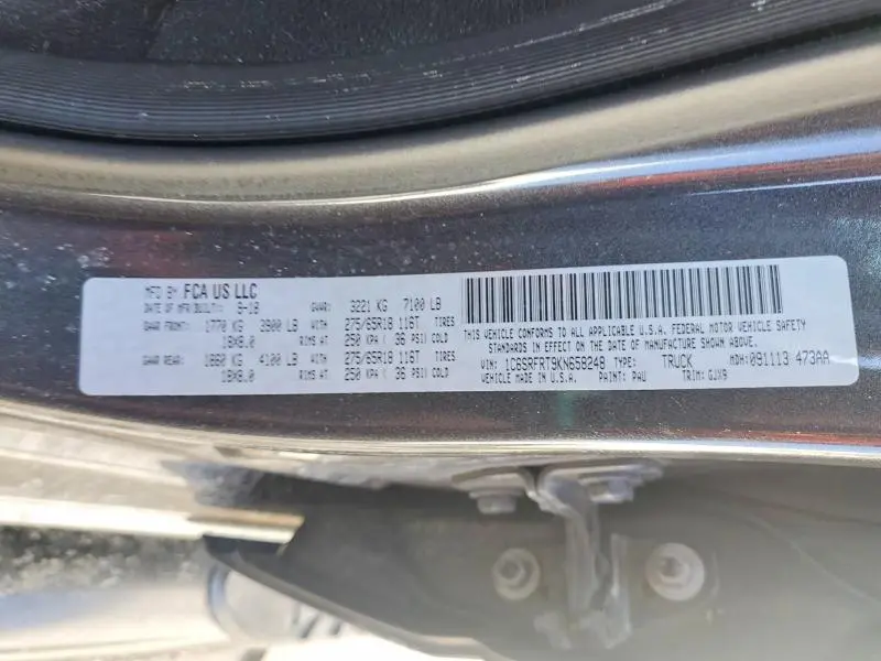 2019 RAM 1500 LARAMIE  