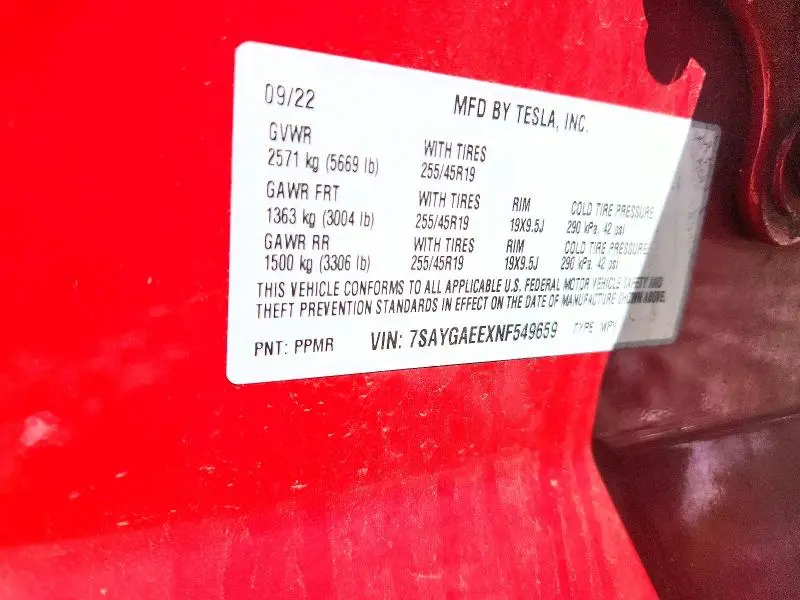 2022 TESLA MODEL Y   