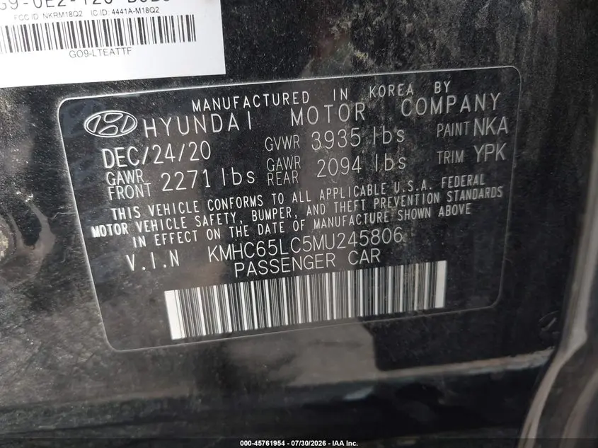 2021 HYUNDAI IONIQ HYBRID BLUE