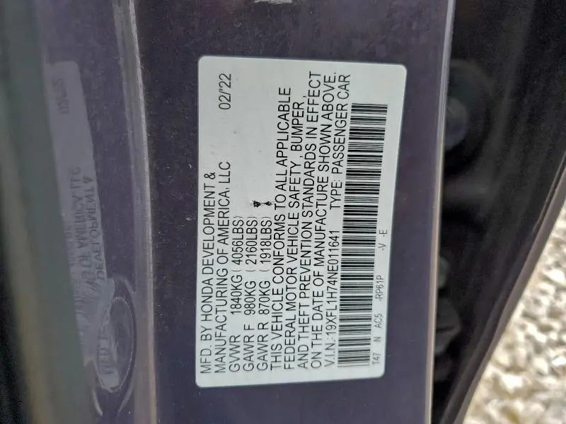 2022 HONDA CIVIC EXL  