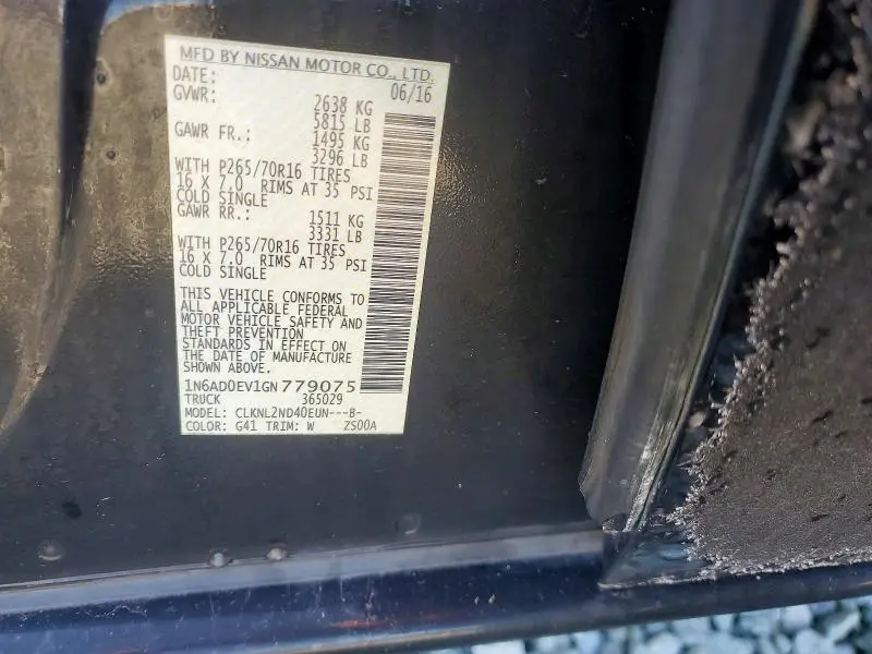 2016 NISSAN FRONTIER S  