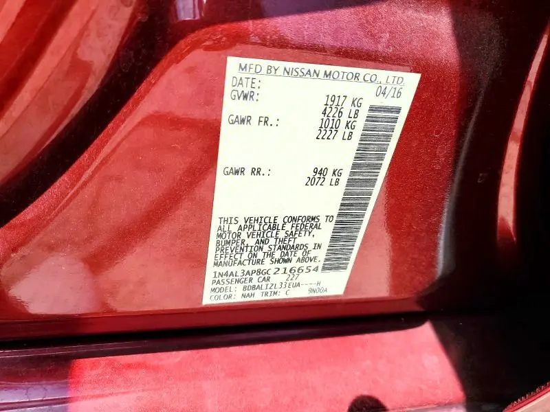 2016 NISSAN ALTIMA 2.5 SV  