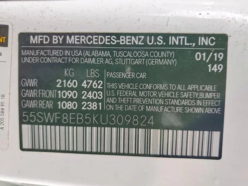 2019 MERCEDES-BENZ C 300 4MATIC  