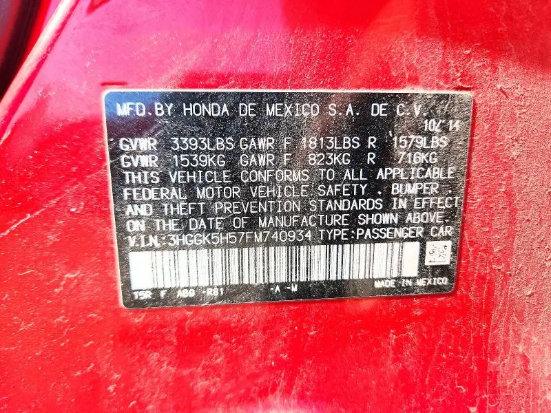 2015 HONDA FIT LX  