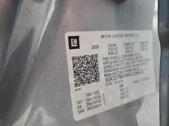 2019 CHEVROLET COLORADO   