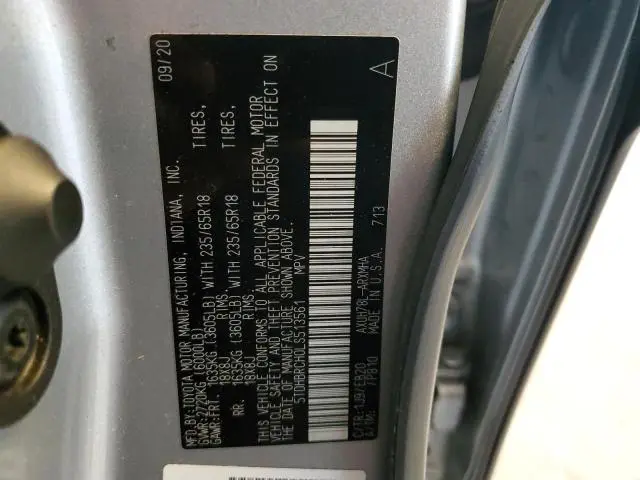 2020 TOYOTA HIGHLANDER HYBRID XLE  