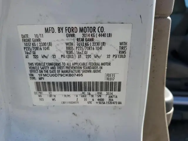 2012 FORD ESCAPE XLT  