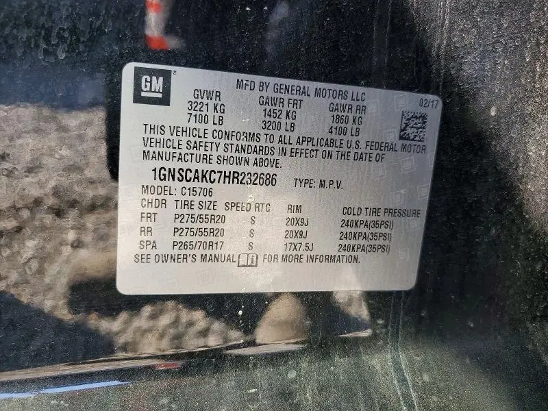 2017 CHEVROLET TAHOE C1500 LS  