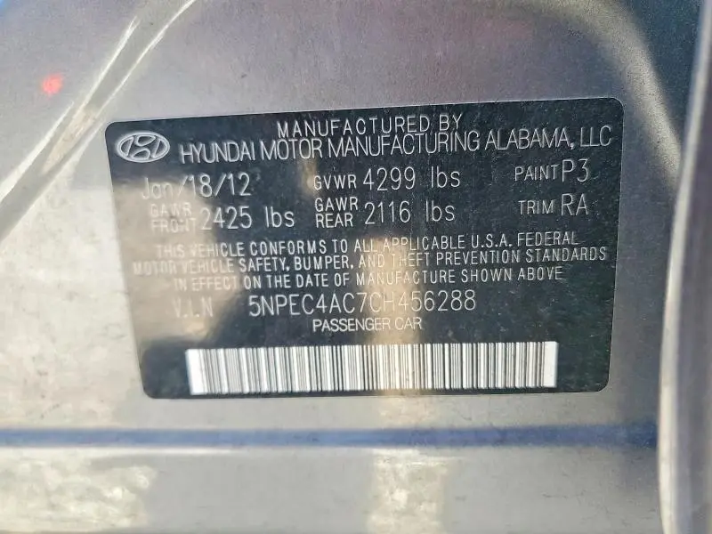 2012 HYUNDAI SONATA LIMITED  