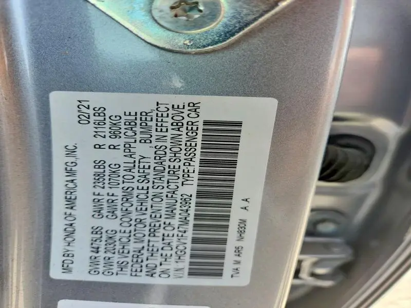 2021 HONDA ACCORD SPORT SE  