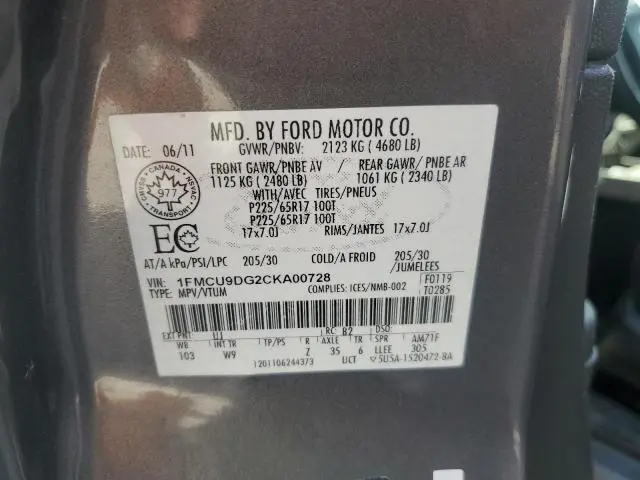 2012 FORD ESCAPE XLT  