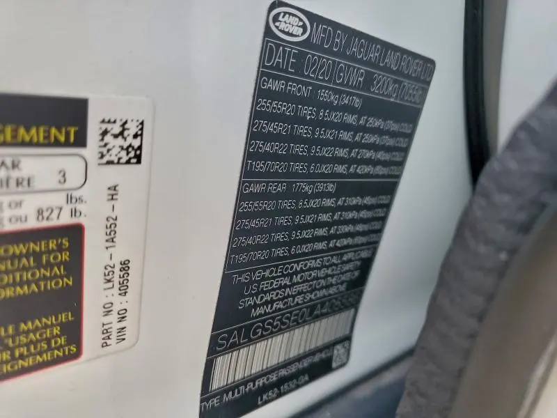 2020 LAND ROVER RANGE ROVER P525 HSE  