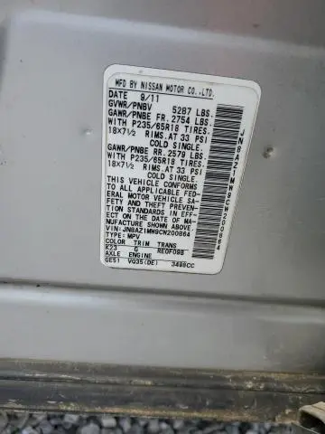 2012 NISSAN MURANO S  