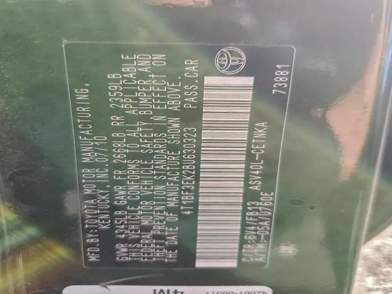 2011 TOYOTA CAMRY BASE  