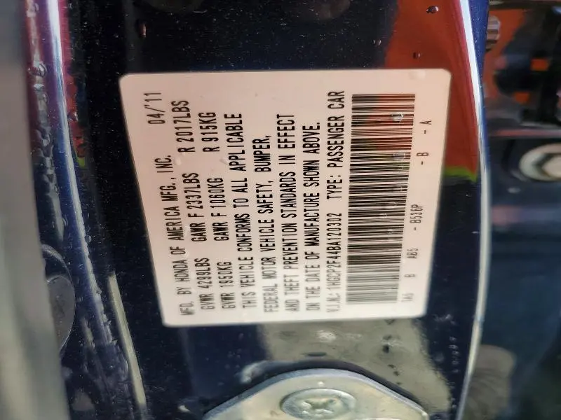 2011 HONDA ACCORD LXP  