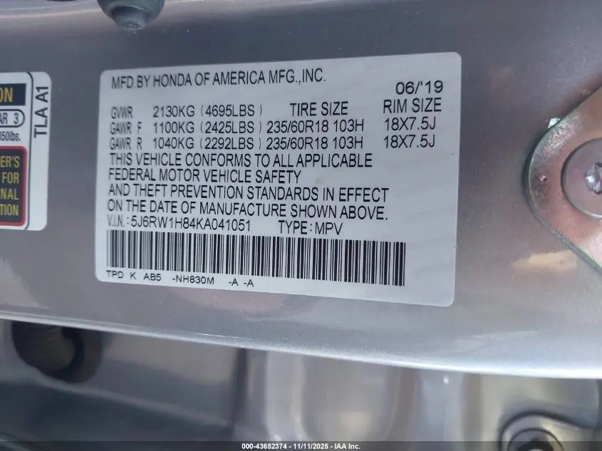 2019 HONDA CR-V EX-L