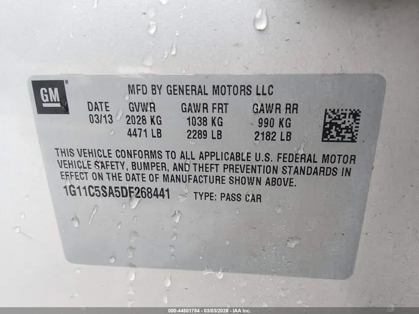 2013 CHEVROLET MALIBU 1LT